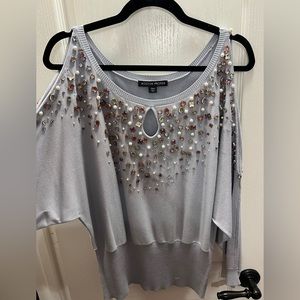 Light purple/grey jeweled sweater